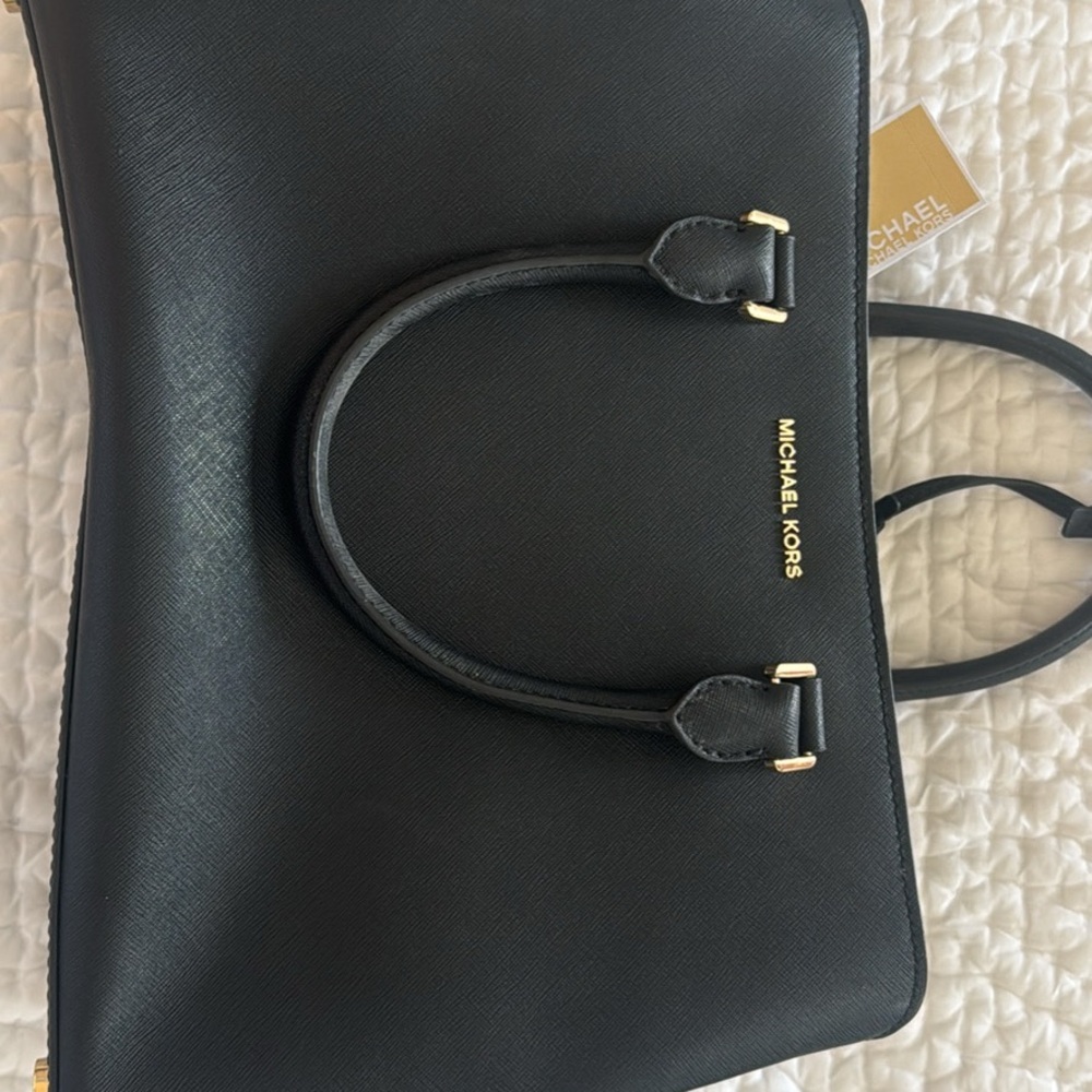 Michael Kors Black Satchel with Gold Accents - Picture 2 of 6